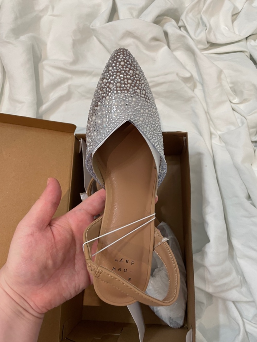 •A NEW DAY• “Isabel” Embellished Slingback Kitten Heels - Clear size 7.5 // NIB - Picture 7 of 16